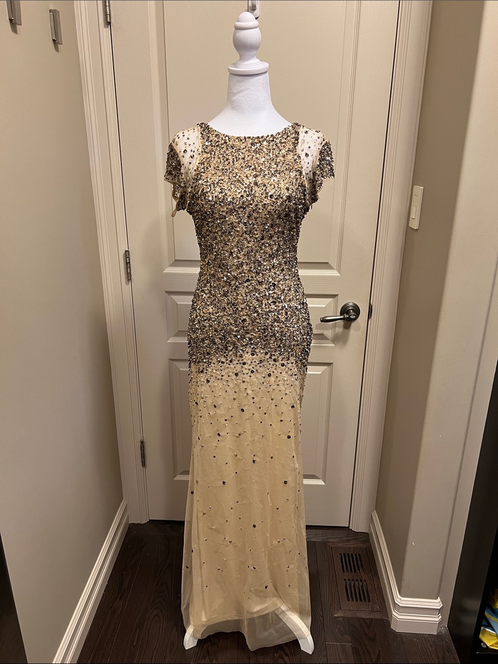 Badgley Mischka Gold Beaded Evening Gown